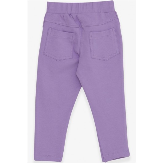 Girl's Leggings Pants With Pocket On The Back Lilac (2-6 Years)