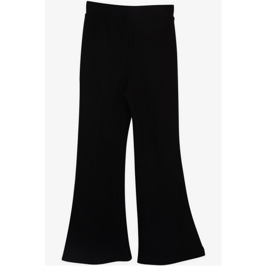 Girl's Leggings Trousers Black With Slits (4-8 Ages)