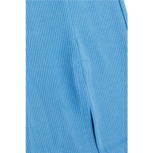 Girl's Leggings Trousers Slit Bell-Length Blue (4-8 Ages)