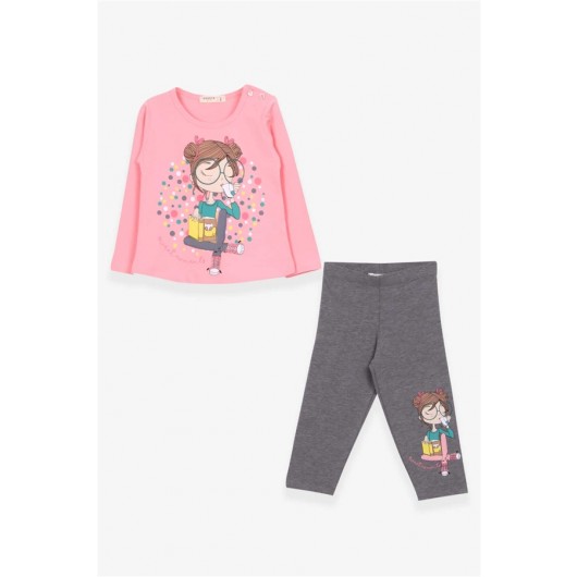 Girl's Tights Suit Girl Printed Powder (1.5-2 Years)