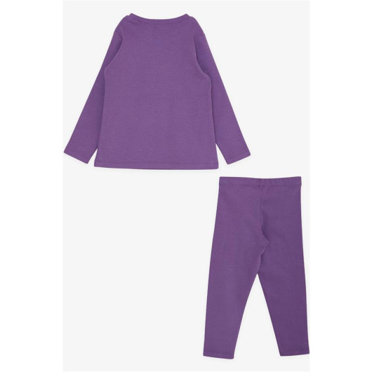 Girl's Tights Set With Teddy Bear Accessories, Lilac (Age 2-6)