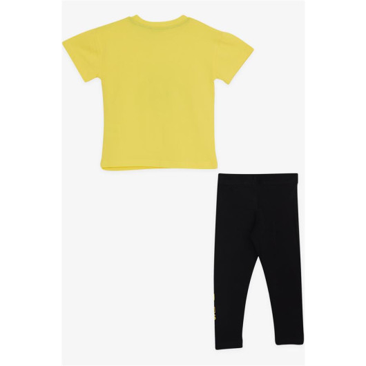 Girl's Tights Set Number Printed Yellow (3-7 Years)
