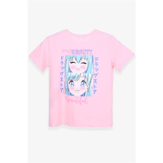 Girl's T-Shirt Anime Printed Salmon (9-14 Years)