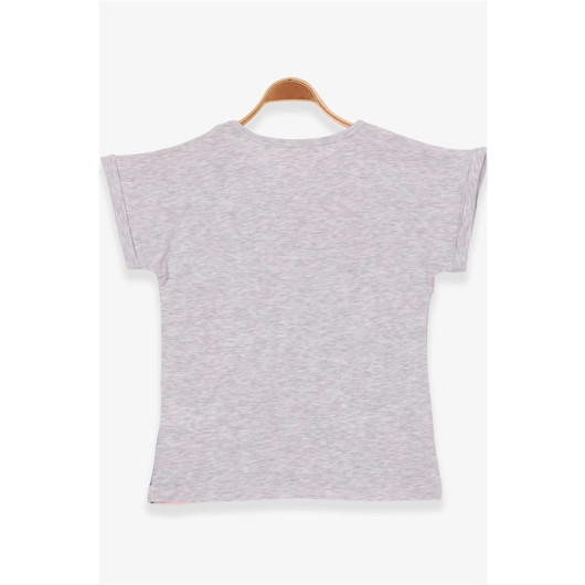 Girl's T-Shirt Printed Light Gray Melange (9-14 Years)