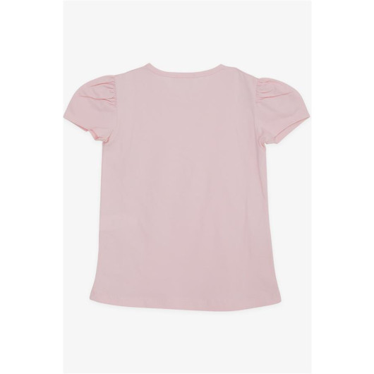 Girl's T-Shirt Pocket Knitted Detailed Pink (6-12 Years)