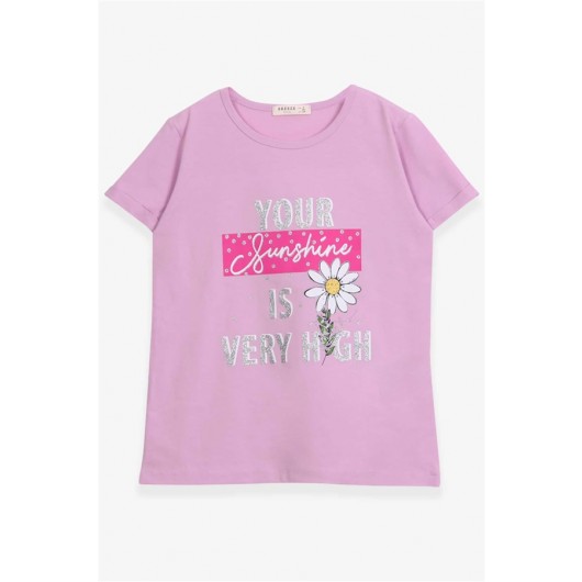 Girl's T-Shirt Floral Printed Purple (8-12 Years)