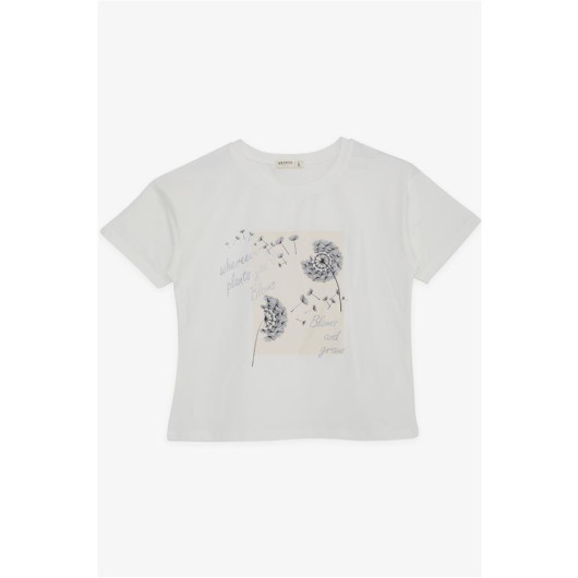 Girl's T-Shirt Floral Printed Ecru (9-14 Years)