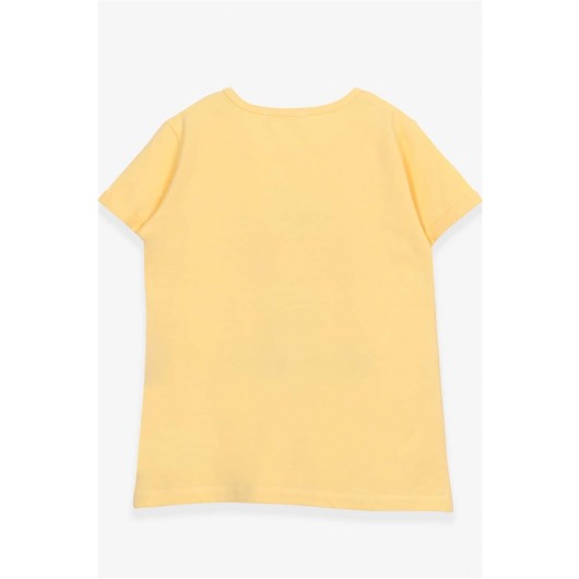 Girl's T-Shirt With Floral Print Yellow (8-12 Years)