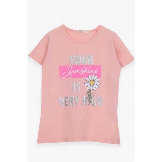Girl's T-Shirt Floral Printed Salmon (8-12 Years)