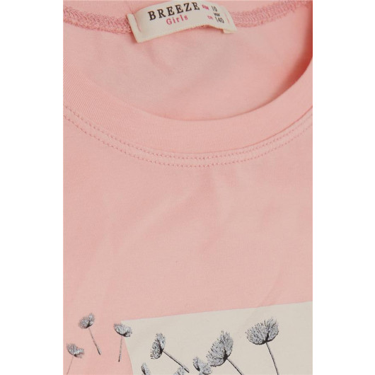 Girl's T-Shirt Floral Printed Salmon (9-14 Years)