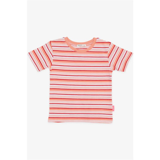 Girl's T-Shirt Striped Salmon (3-7 Years)