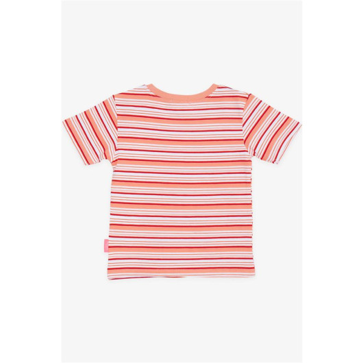 Girl's T-Shirt Striped Salmon (3-7 Years)