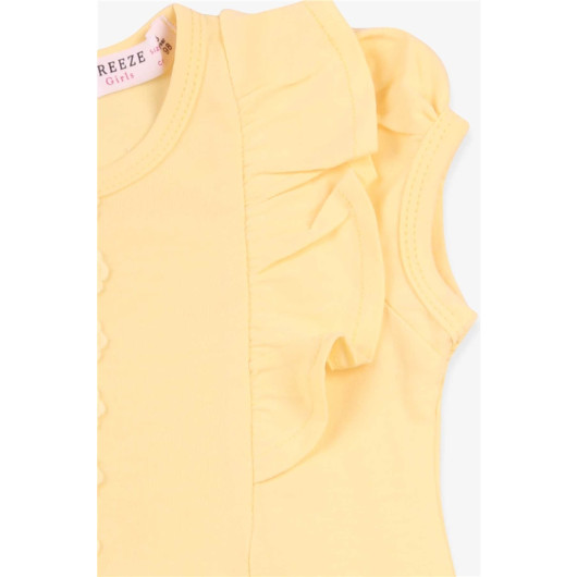 Girl's T-Shirt Frilly Guipure Yellow (3-8 Ages)