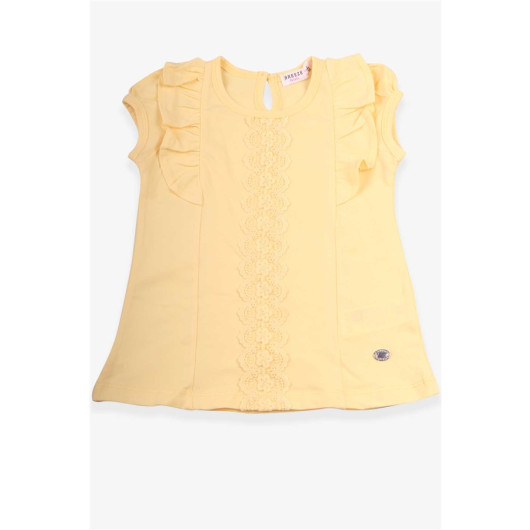 Girl's T-Shirt Frilly Guipure Yellow (3-8 Ages)