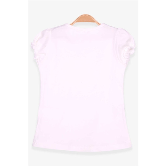 Girl's T-Shirt Guipureed Ecru With Elastic Sleeves (3-8 Ages)