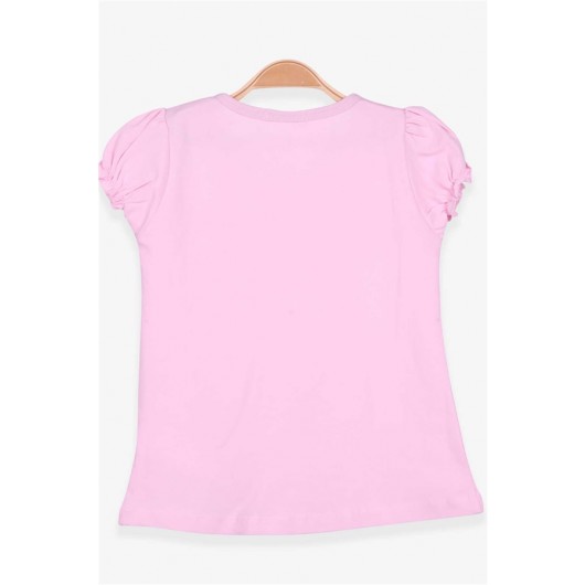 Girl's T-Shirt Guipureed Sleeves Elastic Powder (3-8 Years)