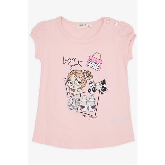Girl's T-Shirt Cool Girl's Printed Pink (1.5-5 Years)