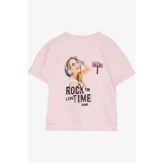 Girl's T-Shirt Cool Rocker Girl Printed Pink (9-16 Years)