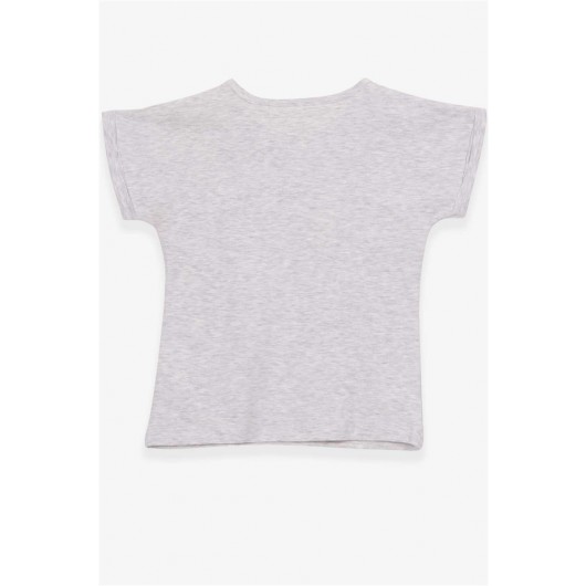 Girl's T-Shirt Girl's Printed Light Gray Melange (8-14 Years)