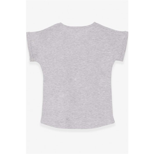 Girl's T-Shirt Girl's Printed Light Gray Melange (9-14 Years)