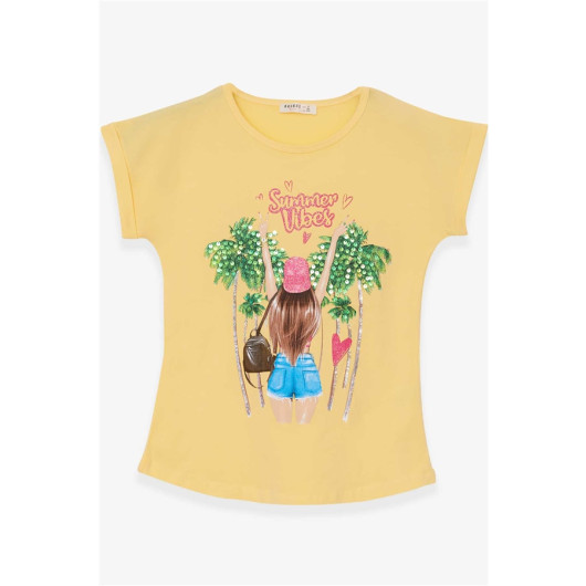 Girl's T-Shirt Girl's Printed Yellow (9-14 Years)