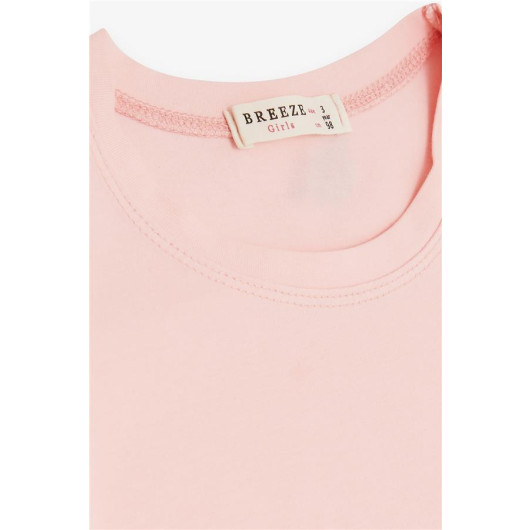 Girl's T-Shirt Sleeves Scalloped Pink (3-8 Years)