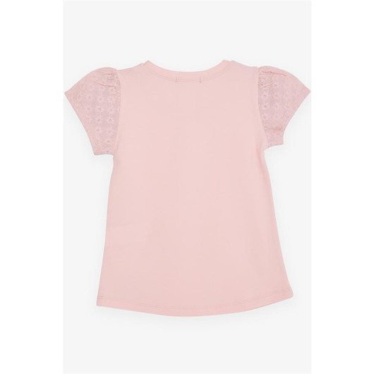 Girl's T-Shirt Sleeves Scalloped Pink (3-8 Years)