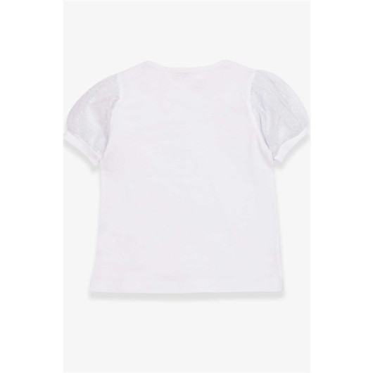 Girl's T-Shirt Sleeves Tulle White (3-7 Years)