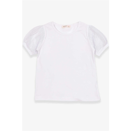 Girl's T-Shirt Sleeves Tulle White (3-7 Years)