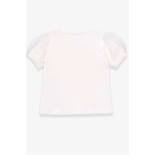 Girl's T-Shirt Sleeves Tulle Ecru (3-7 Years)
