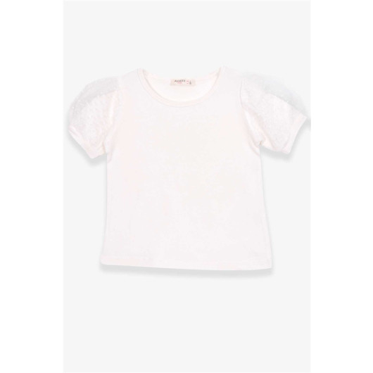 Girl's T-Shirt Sleeves Tulle Ecru (3-7 Years)