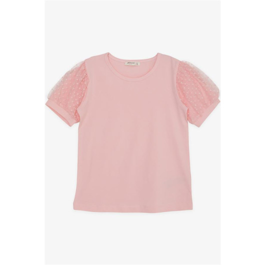 Girl's T-Shirt Sleeves Tulle Pink (8-12 Ages)