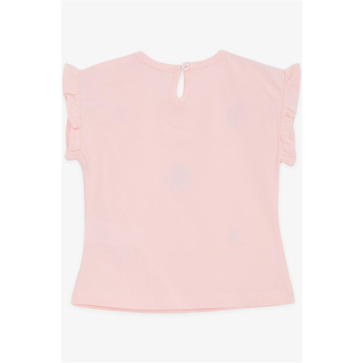 Girl's T-Shirt Sequin Colored Strawberry Printed Pink (1.5-5 Years)