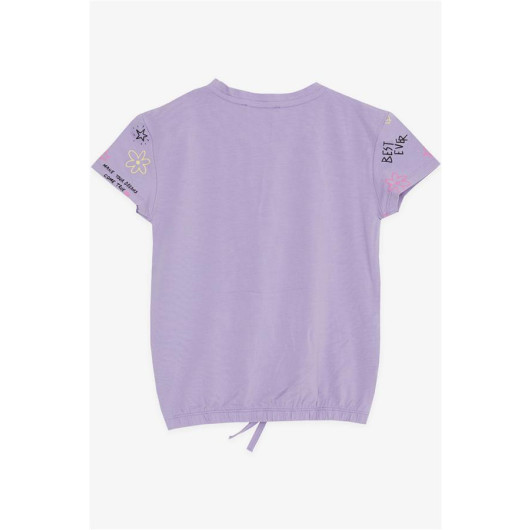 Girl's T-Shirt With Colorful Letters Printed In Violet Color (5-10 Years)