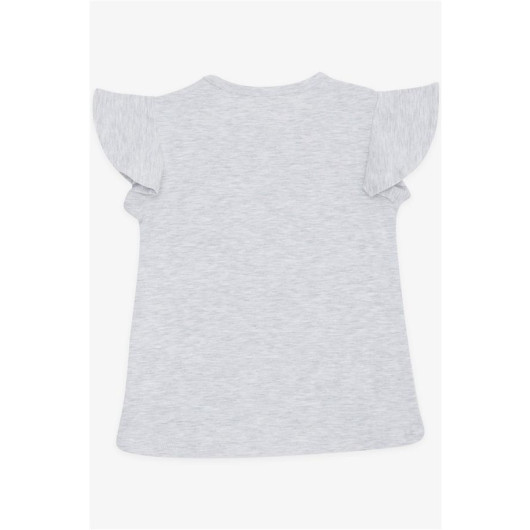 Girl's T-Shirt Cute Mermaid Printed Light Gray Melange (3-8 Years)