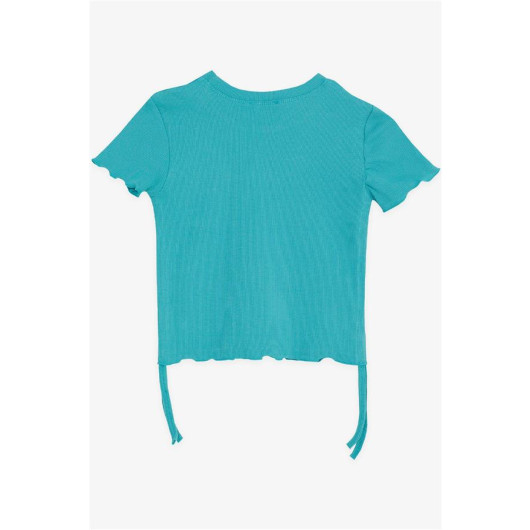 Girl's T-Shirt Mint Green (8-14 Years) With Pleated Sides