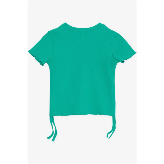 Girl's T-Shirt Green With Pleated Sides (12 Years)