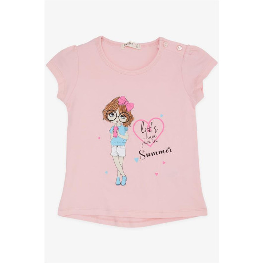 Girl's T-Shirt Summer Themed Cool Girl Printed Pink (2-6 Years)