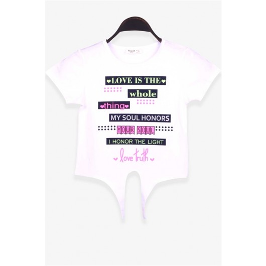 Girl's T-Shirt With Text Print White (9-14 Years)