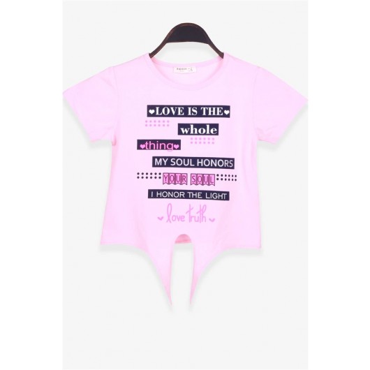 Girl's T-Shirt Letter Printed Powder (9-14 Years)