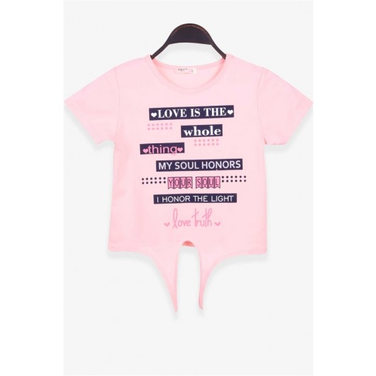Girl's T-Shirt Letter Printed Salmon (9-14 Years)