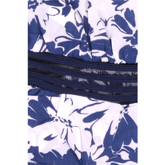Girl's Jumpsuit Floral Pattern Dark Blue (1-3 Years)