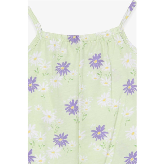 Girl's Jumpsuit Floral Pattern Water Green (4-9 Years)