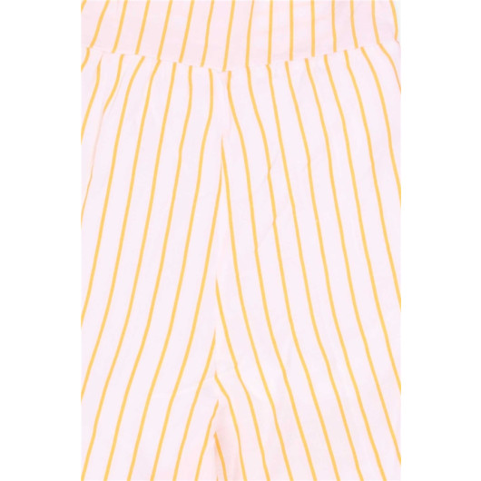 Girl's Overalls Striped Patterned Ecru (5-16 Years)