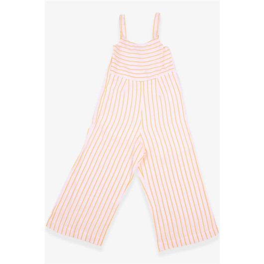 Girl's Overalls Striped Patterned Ecru (5-16 Years)