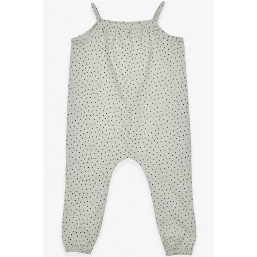 Girl's Jumpsuit Polka Dot Patterned Water Green (4-9 Years)