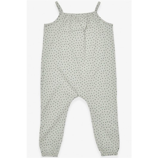 Girl's Jumpsuit Polka Dot Patterned Water Green (4-9 Years)