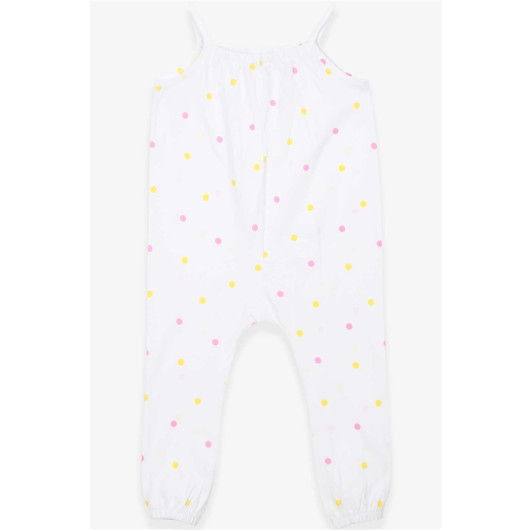 Girl's Jumpsuit White With Colorful Polka Dot Pattern (Age 8-9)