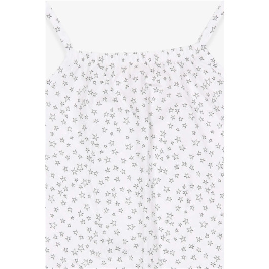 Girl's Jumpsuit Star Patterned White (4-9 Years)