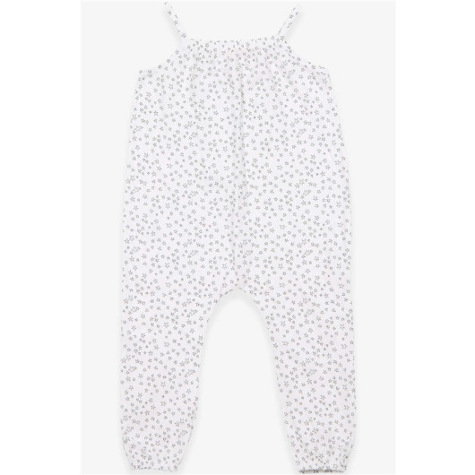 Girl's Jumpsuit Star Patterned White (4-9 Years)